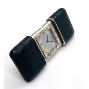 SOLD!!! Tiffany & Co Atlas Travel Watch Clock Black Leather Excellent Vintage